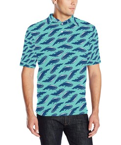 Men'S Polo Shirt With Whale Action Design Themed Print