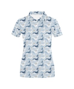 Men'S Polo Shirt With Whale Polka Dot Design Themed Print