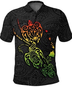 Men'S Polynesian Golf Shirt Turtle Polo Shirt K4