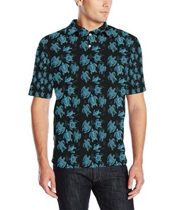 Men'S Polynesian Themed Turtle Polo Shirt