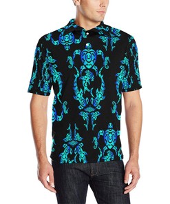 Men'S Polynesian Tribal Turtle Design Polo Shirt