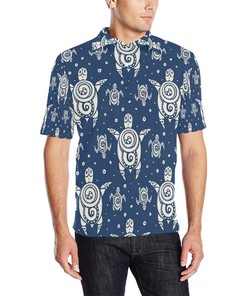 Men'S Polynesian Turtle Themed Polo Shirt