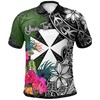 Men'S Polynesian Wave Style Turtle Polo Shirt From Wallis And Futuna