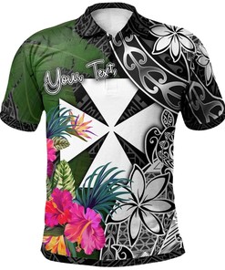 Men'S Polynesian Wave Style Turtle Polo Shirt From Wallis And Futuna