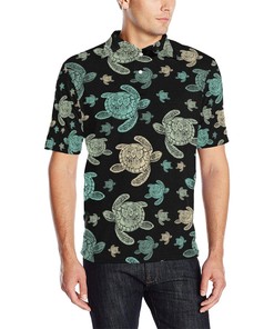 Men'S Sea Turtle Stamp Polo Shirt
