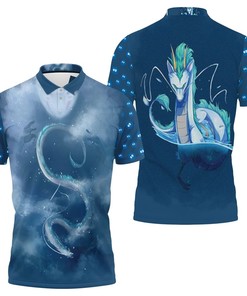 Men'S Spirited Away No Face Kaonashi Dragon Haku Anime Fan Polo Shirt - Unique Gift For Anime Fans