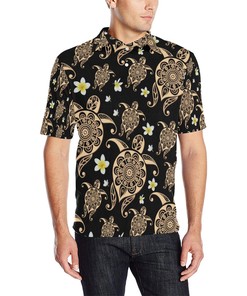 Men'S Tribal Polynesian Turtle Polo Shirt