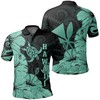 Men'S Turtle Polynesian Hibiscus Art Ver 2.0 Turquoise All Over Print Polo T-Shirt