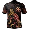Men'S Turtle With Blooming Hibiscus Gold Polynesian Athletic Polo Shirt
