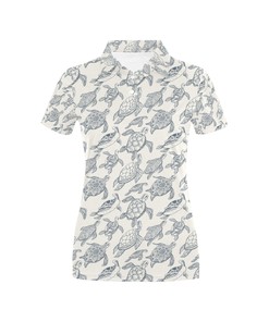 Men'S Wave & Sea Turtle 3D All-Over Print Polo Shirt
