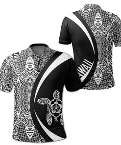 Men'S White Circle Turtle Polynesian All Over Print Polo T-Shirt