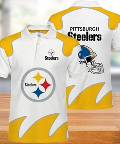 Men'S White Pittsburgh Steelers Polo Shirt For Fans - Nfl Gift