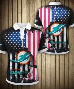 Miami Dolphins American Flag 3D Polo Shirt For Perfect Gift To Fans
