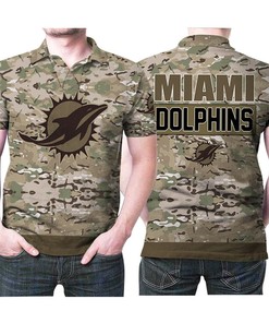 Miami Dolphins Camouflage Pattern With Us Flag 3D Polo Shirt: Perfect Gift For Fans