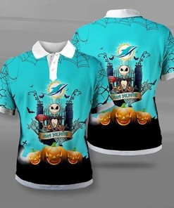 Miami Dolphins Halloween 3D Polo Shirt With Horror Design For Fans