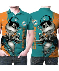 Miami Dolphins Jack Skellington Halloween 3D Polo Shirt: Perfect Gift For Fans