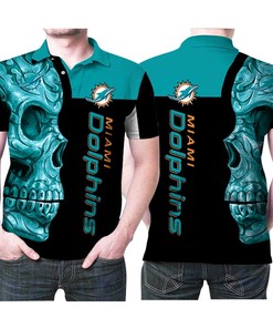 Miami Dolphins Nfl Skull 3D Polo Shirt For Fans As A Perfect Gift