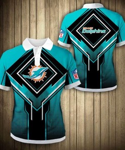 Miami Dolphins Square Lattice 3D Polo Shirt - Perfect Gift For Fans