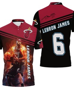 Miami Heat Lebron James Legend Dribbling Fire Polo Shirt - Ideal Gift For Fans With 3D Polo Shirts For Men