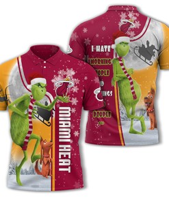 Miami Heat Nba Unisex Funny Christmas The Grinch 3D Polo Shirt - Perfect For 3D T-Shirt Blender Lovers
