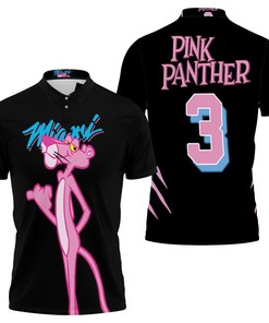 Miami Heat Pink Panther 3 2021 Collection Black Jersey 3D Polo Shirt - Style Yourself Like The Heat