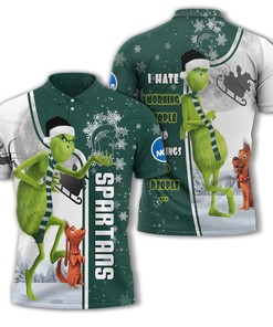 Michigan State Spartans Ncaa Unisex Funny Christmas The Grinch 3D All Over Print Polo Shirt