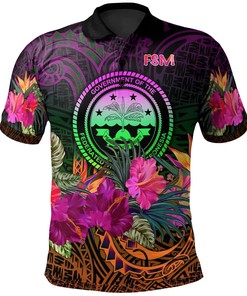 Micronesia Polo Shirt - Beautiful Hibiscus Print For Sunny Days