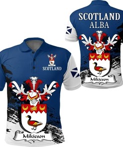 Mikieson Scottish Family Crest Golf Polo Shirt - Great Gift For Scottish Culture Fans