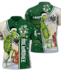 Milwaukee Bucks Nba Unisex Funny Christmas The Grinch 3D All Over Print Polo Shirt - Must-Have For 3D T-Shirts