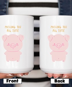 Missing You Pig Time Mug - Couples Gifts - Valentines Day Gifts For Her - Love Note - Anniversary Gift