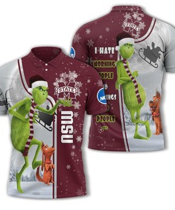 Mississippi State Bulldogs Ncaa Unisex Funny Christmas The Grinch 3D Polo Shirt - Perfect For 3D Printed Polo Shirt Fans