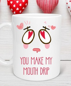 Mouth Drip Naughty Mug Set, Perfect Valentines Day Gift for Him or Her with Funny Quotes