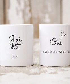 Mug I Said Yes Personalized Mug Set, Couples Mug for Birthday or Wedding Gift