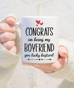 Naughty Boyfriend Mug Set - Congrats On Being My Boyfriend You Lucky Bastard Mug, Anniversary or Naughty Gift
