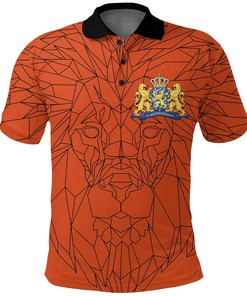 Netherlands Geometric Lion 3D Polo Shirt - Contemporary And Bold Design With Polo Collar