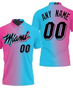 New Arrival Pink Blue Jersey 3D Polo Shirt - A Fresh Style For Miami Heat Fans