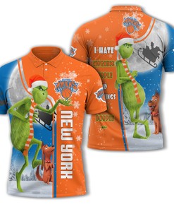 New York Knicks Nba Unisex Funny Christmas The Grinch 3D Polo Shirt - Must-Have For 3D T-Shirt Birthday Gifts