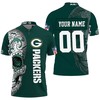 Nfl Fan Sugar Skull 3D Personalized Green Bay Packers Polo Shirt - A Unique And Edgy Fan Favorite