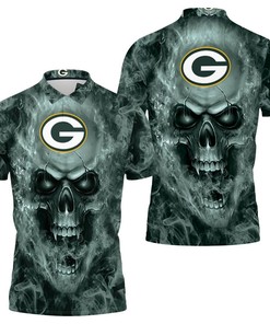 Nfl Fans Sugar Skull Green Bay Packers Polo Shirt - Perfect For Fans With A Dark Side