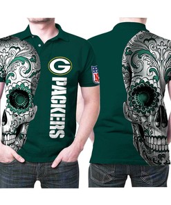Nfl Sugar Skull 3D Polo Shirt - Green Bay Packers Edition - The Ultimate Fan Favorite