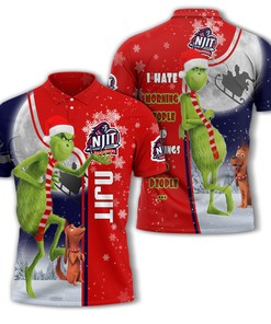 Njit Highlanders Ncaa Unisex Funny Christmas The Grinch 3D All Over Print Polo Shirt -
