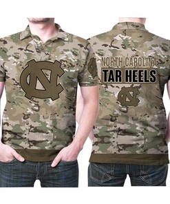 North Carolina Tar Heels Camouflage Veteran Us Flag 3D Printed Polo Shirt - Patriotic Fan Gear