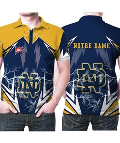 Notre Dame Fighting Irish Fan Polo Shirt With 3D Printed Logo Lightning