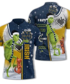 Notre Dame Fighting Irish Ncaa Unisex Funny Christmas The Grinch 3D All Over Print Polo Shirt