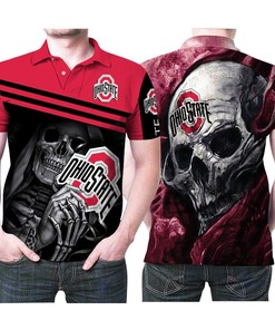 Nun Skeleton Holds Ohio State Buckeyes Logo Skull - Fan Gift 3D Printed Polo Shirt - Show Your Unique Style