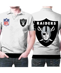 Oakland Raiders Nfl Logo All Over Print Polo Shirt - Perfect Gift For Fans
