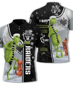 Oakland Raiders Nfl Unisex Funny Christmas The Grinch 3D All Over Print Polo Shirt