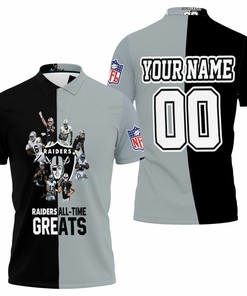 Oakland Raiders Personalized All Time Greats 3D Polo Shirt - Gift For Fans