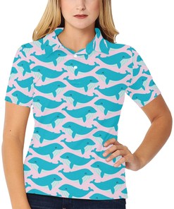 Ocean Lovers Women'S Polo Shirt With Whale Print Design