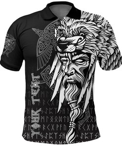 Odin Raven And Fenrir Hand Polo Shirt - Perfect For Mythology Lovers